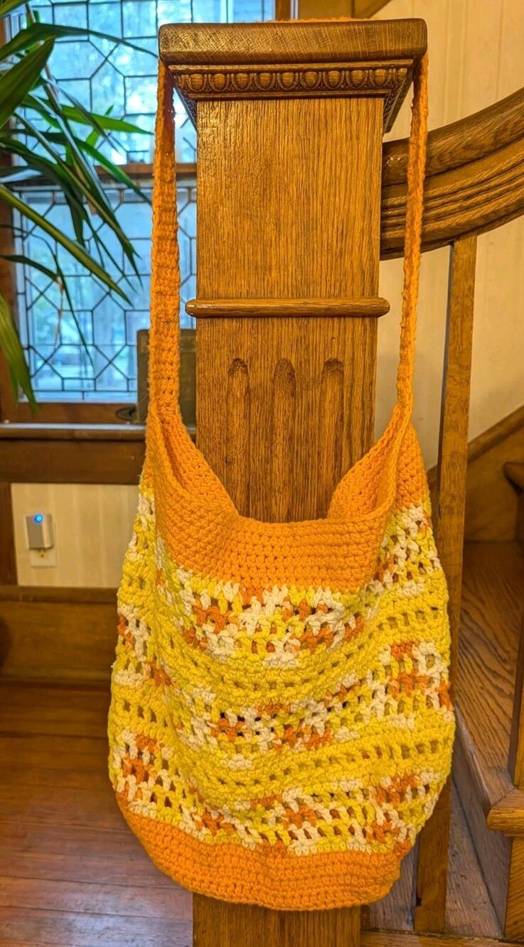 Handmade Halloween Fall Crochet Candy Corn Handbag Women's Shoulder Purse
